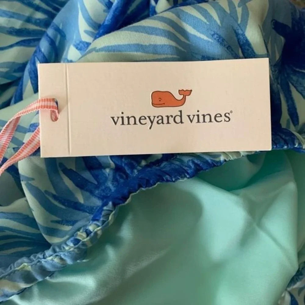VINEYARD vines blue electric palm asymmetrical dress 4 - Picture 6 of 7